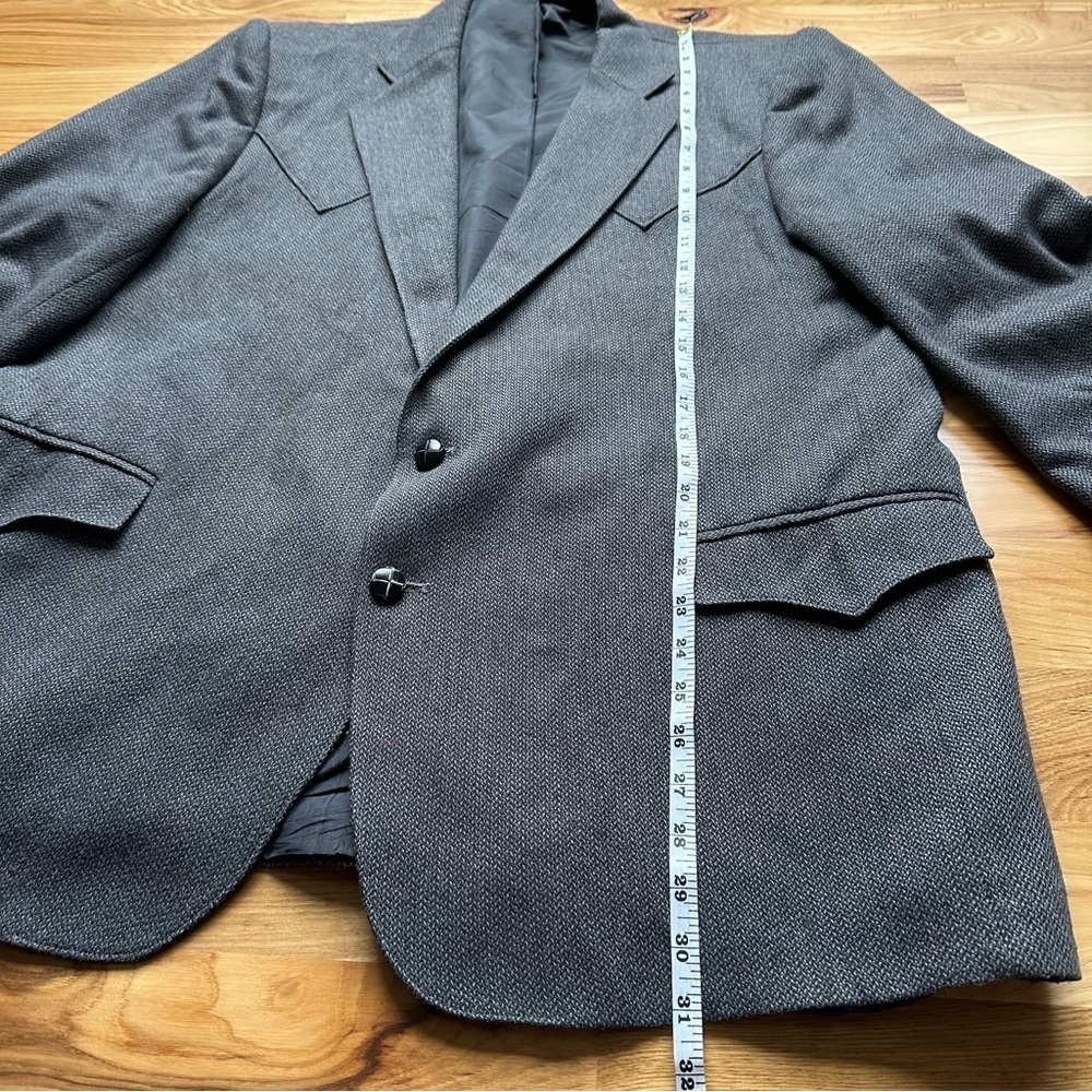 Vintage Grand Entry Western Sport Coat  jacket Men size 48R Grey Pointed Pockets - Picture 14 of 16